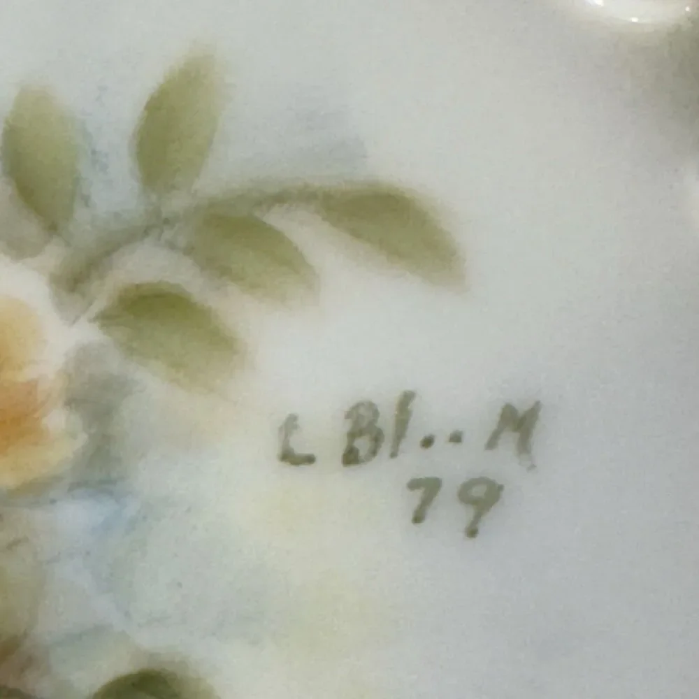 Vintage Hand Painted Porcelain Plates Floral Wildflower Iridescent Lustre Glaze